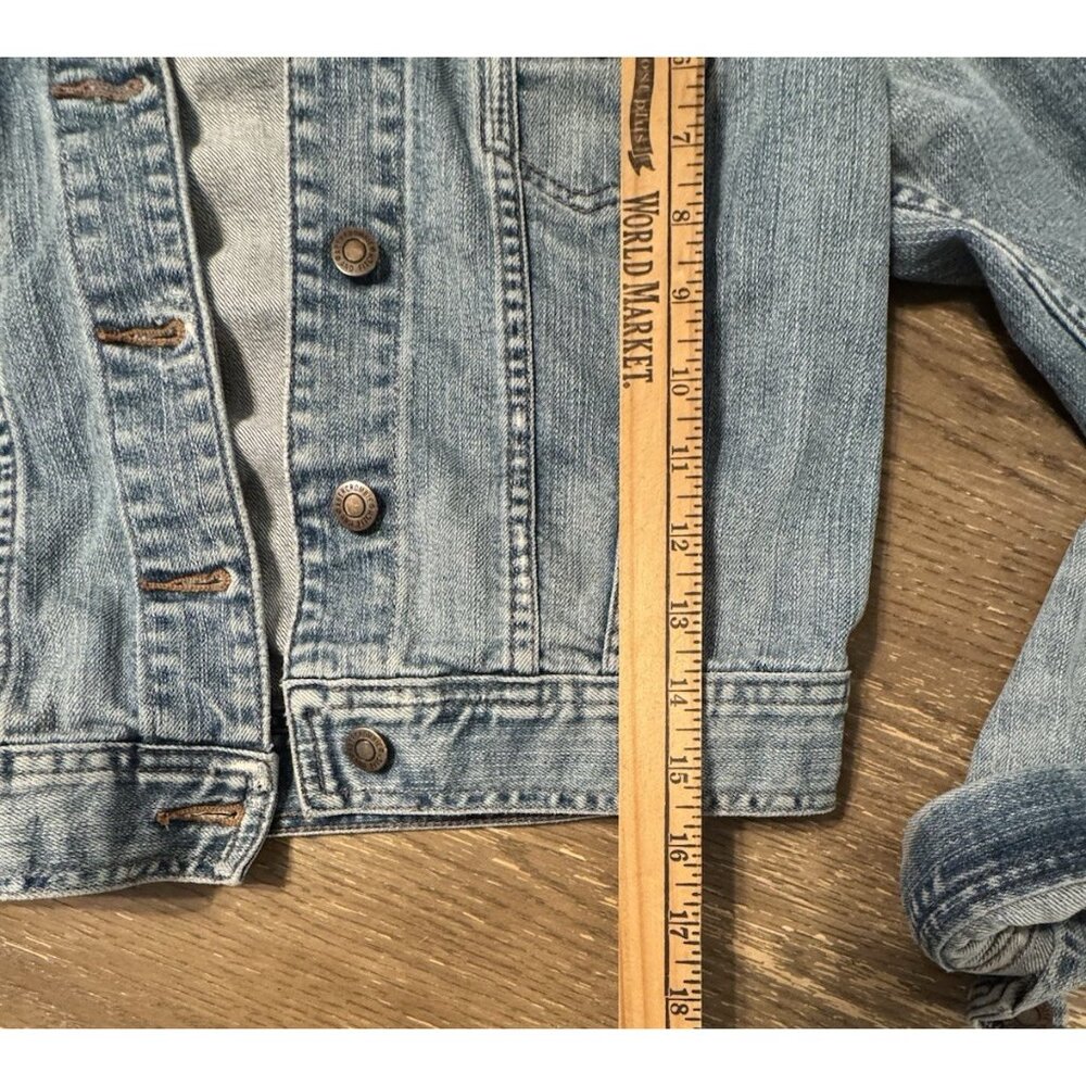 Abercrombie & Fitch Denim Jacket Women Large Blue Button Distressed Y2k 90s - Picture 3 of 11